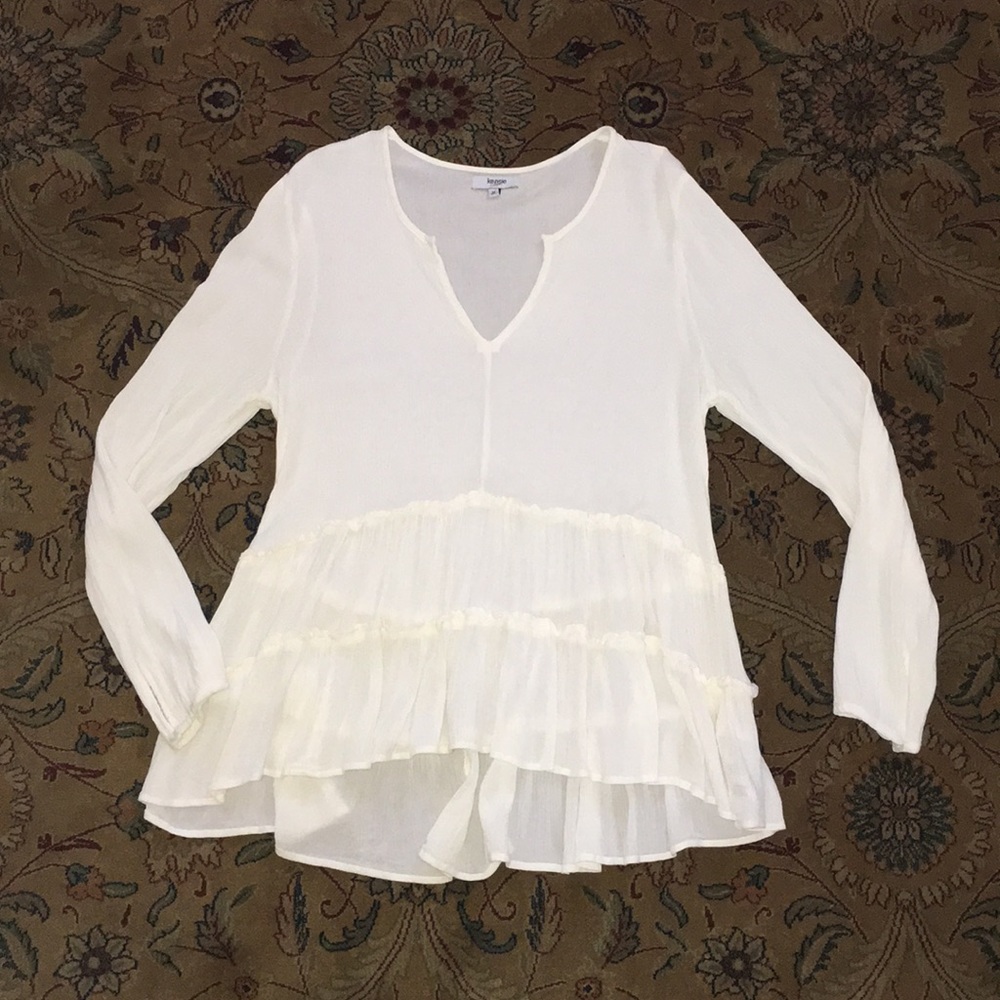 Kenzie Jeans Brand White Tiered Blouse